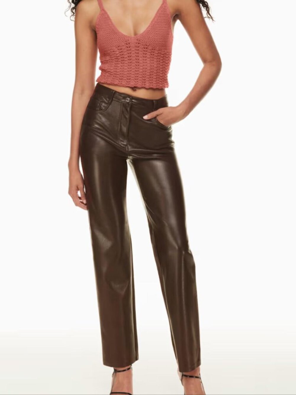 Wilfred/Aritzia Faux Leather Brown Pants